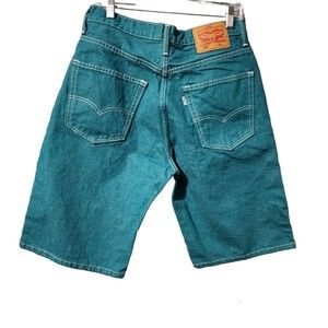 Mens Levi's 569 Loose Baggy  90's Turquoise Shorts White Tab Size 32